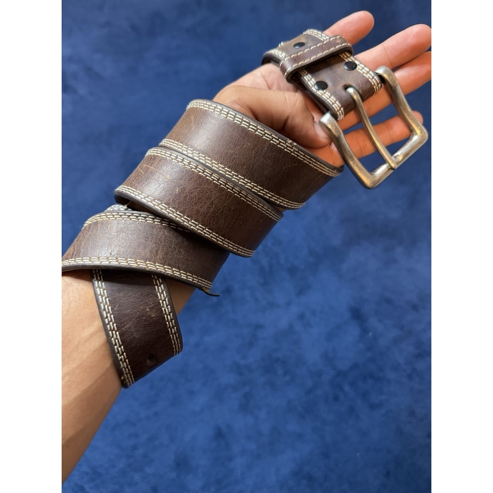 Cavenders Western Cowboy Leather Belt Heavy Duty Top Grain Men Sz 38 Brown
